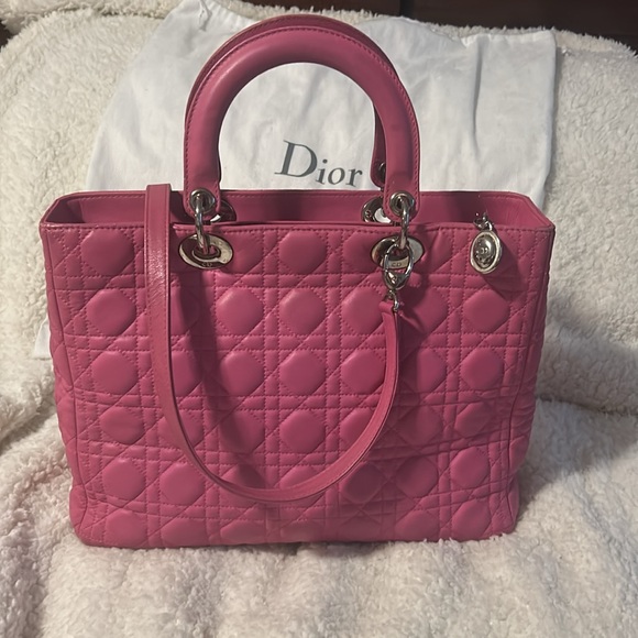 Dior Pink Cannage Leather Large Lady Dior Tote - Picture 6 of 15